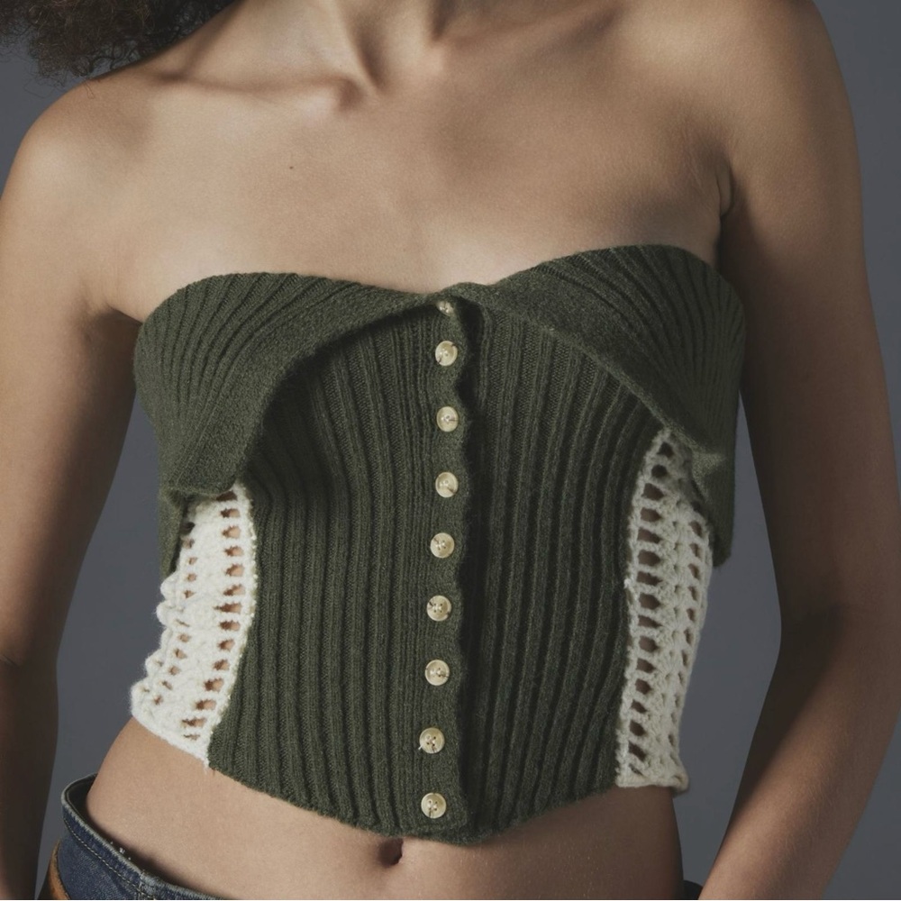 Jaded London Olive Green and Cream Crop Top